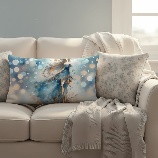 Ethereal Fantasy Goddess in a Watercolor Dream Lendenkissen (Ethereal Fantasy Goddess in a Watercolor Dream Lumbar Pillow)