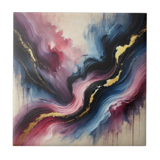 Ethereal Flow – Elegante abstrakte Kunst Keramikfl Fliese