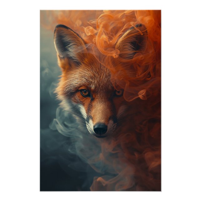 Ethereal Fox in Smoke & Mist – Mystical Poster (Devant)