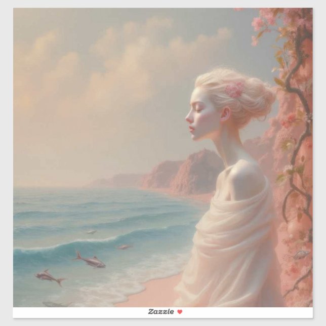 Ethereal Frau am Dreamy Beach Aufkleber (Blatt)
