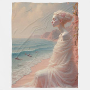 Ethereal Frau am Dreamy Beach Fleecedecke