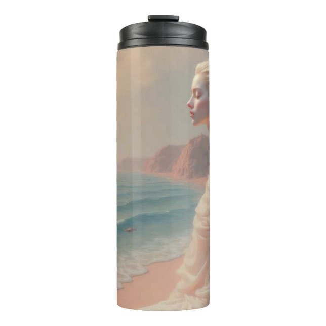 Ethereal Frau am Dreamy Beach Thermosbecher (Vorderseite)