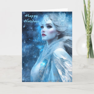 Ethereal Frozen Snow Queen Fantasy Art Feiertagskarte