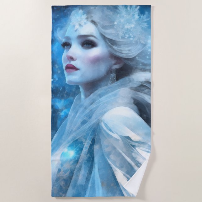 Ethereal Frozen Snow Queen Fantasy Art Strandtuch (Vorderseite)