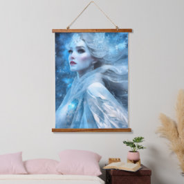 Ethereal Frozen Snow Queen Fantasy Art Wandteppich Mit Holzrahmen
