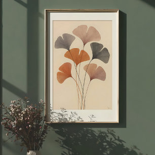 Ethereal Ginkgo Blätter Wasserfarbe Poster