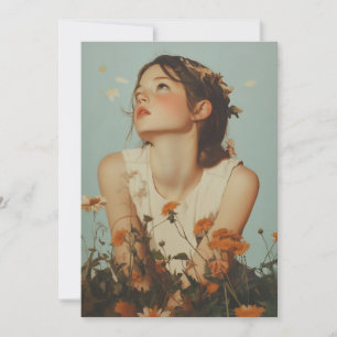 Ethereal Girl in Wildblumen Einladung