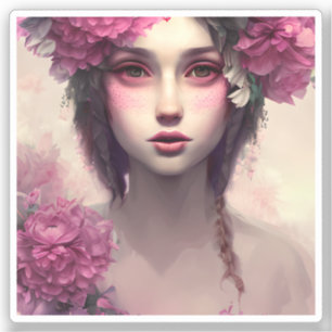 Ethereal Girl mit rosa Freckles Aufkleber