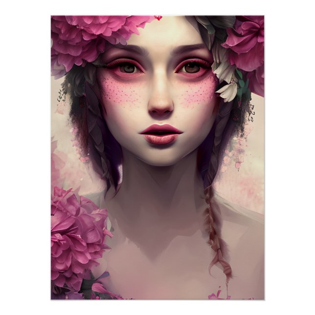Ethereal Girl mit rosa Freckles Poster (Vorderseite)