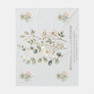 Ethereal Gold & Sage Botanische Kollektion Fleecedecke