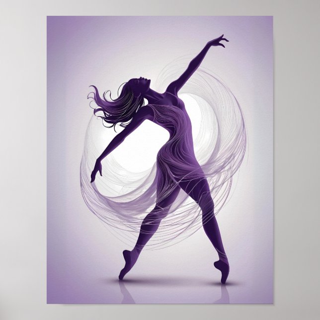 Ethereal Grace Lila Ballet Dancer in Motion Poster (Vorne)