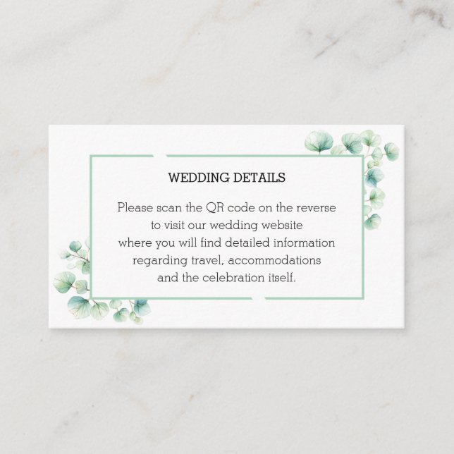 Ethereal Green Garden Inspirierte Blätter Hochzeit Begleitkarte (Vorderseite)