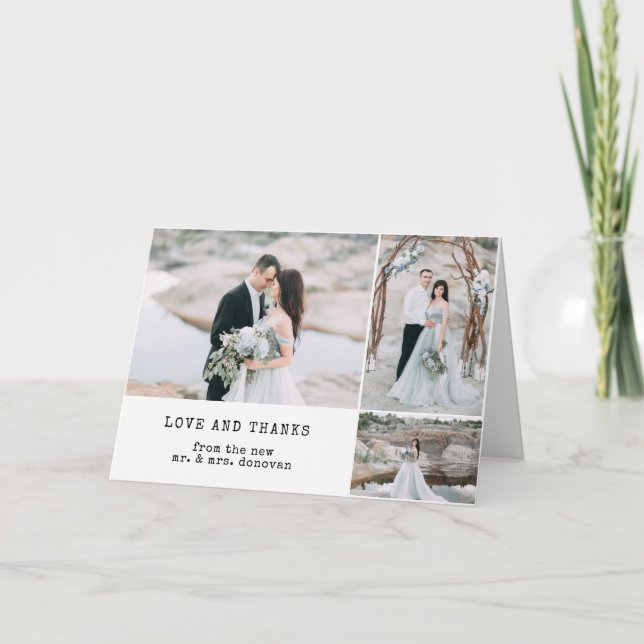 Ethereal Hochzeit | Danke, 3 Foto Dankeskarte (Vorderseite)