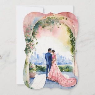 Ethereal Indian Wedding" Aquarell Flat Card