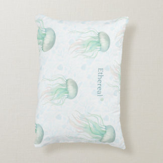 Ethereal jellyfish throw pillow teal dekokissen