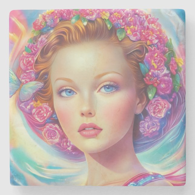 Ethereal-Kronenportrait Steinuntersetzer (Vorderseite)