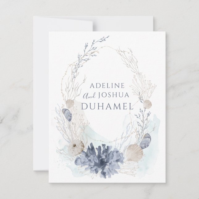 Ethereal Küste Koral Seashell Couple Mitteilungskarte (Vorderseite)