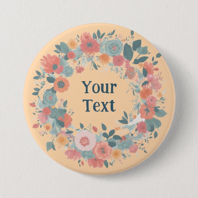 Ethereal Light Pink Blume Wreath Lapel Emblem Button (Vorderseite)