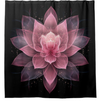 Ethereal Lotus Blume - Hellrosa Schwarzer Yoga Duschvorhang