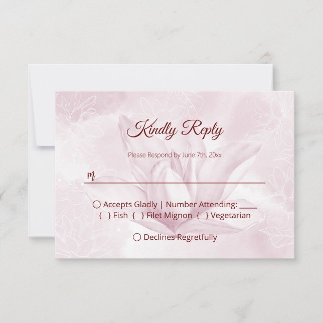 Ethereal Magnolia Blume, Hochzeit RSVP Karte (Vorderseite)
