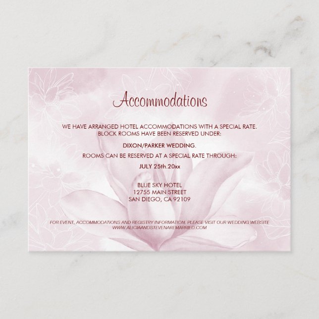 Ethereal Magnolia Blume, Hochzeitsunterkünfte Begleitkarte (Vorderseite)