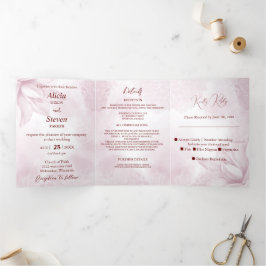Ethereal Magnolia, Hochzeit Dreifach Gefaltete Einladung