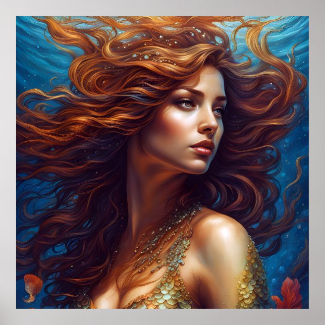 Ethereal Meerjungfrau Art Print Fantasy Underwater Poster (Vorne)