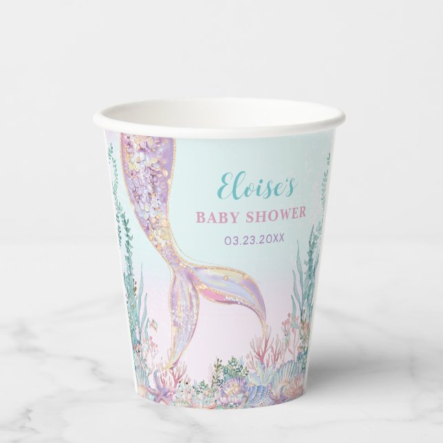 Ethereal Meerjungfrau unter der Sea Baby Dusche Pappbecher (Vorderseite)