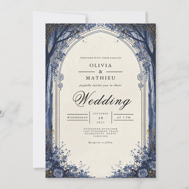 Ethereal Midnight Arch Wedding Einladung (Vorderseite)