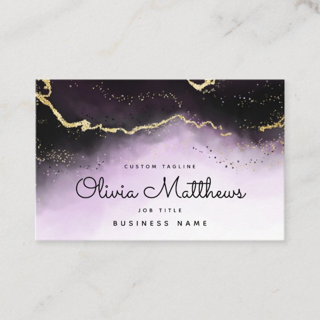 Ethereal Mist Ombre Amethyst Lila Wasserfarbe Visitenkarte (Vorderseite)