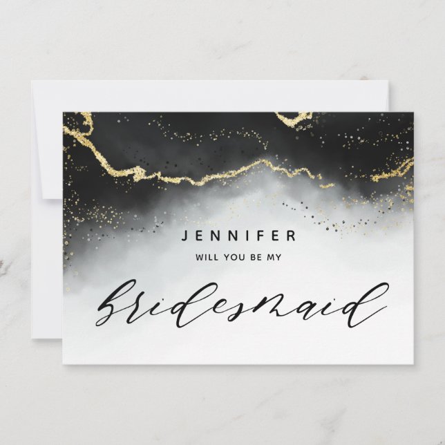 Ethereal Mist Ombre Black Gray Bridesmaid Vorschla (Vorderseite)