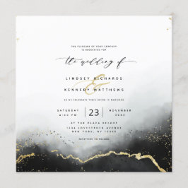 Ethereal Mist Ombre Black Luxury Square Hochzeit Einladung