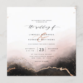 Ethereal Mist Ombre Blush Luxury Square Hochzeit Einladung