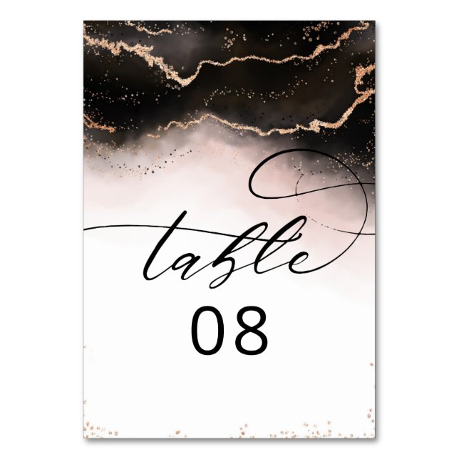 Ethereal Mist Ombre Blush Pink Gilded Wedding Tischnummer (Vorderseite)