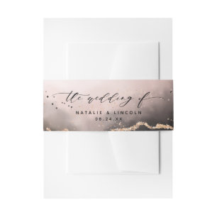 Ethereal Mist Ombre Blush Pink Hochzeitsmonogramm Einladungsbanderole