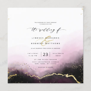 Ethereal Mist Ombre Burgundy Luxury Square Wedding Einladung
