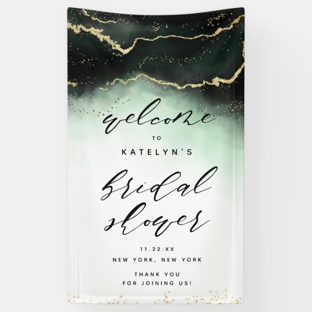 Ethereal Mist Ombre Emerald Brautparty Willkommen Banner (Vertikal)