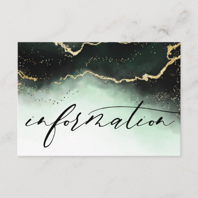 Ethereal Mist Ombre Emerald Wedding Informationen Begleitkarte (Vorderseite)