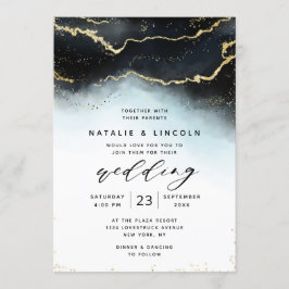 Ethereal Mist Ombre Marine Wasserfarbe Moody Weddi Einladung
