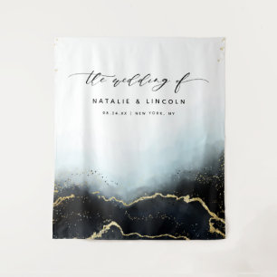 Ethereal Mist Ombre Navy Blue Foto Stand Hintergru Wandteppich
