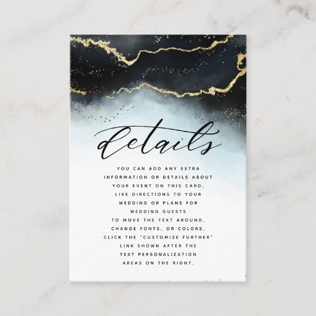 Ethereal Mist Ombre Navy Blue Mood Wedding Details Begleitkarte (Vorderseite)