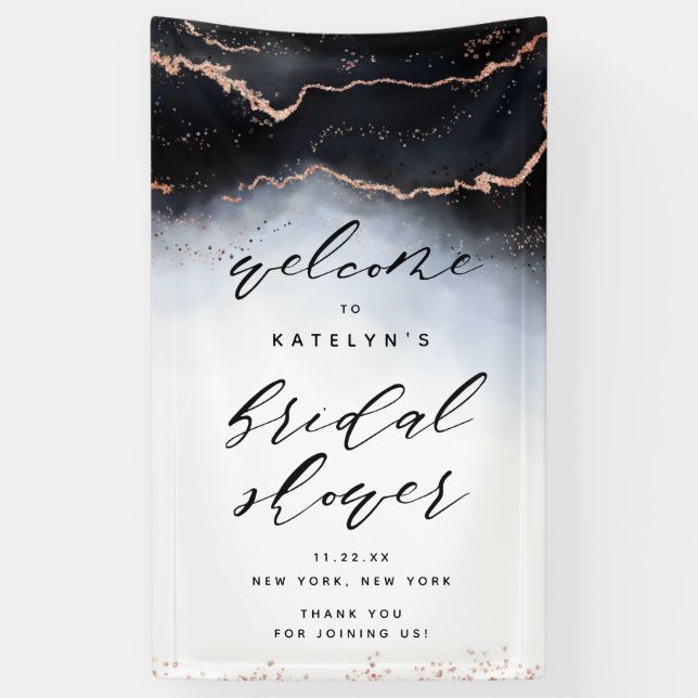 Ethereal Mist Ombre Navy Brautparty Willkommen Banner (Vertikal)