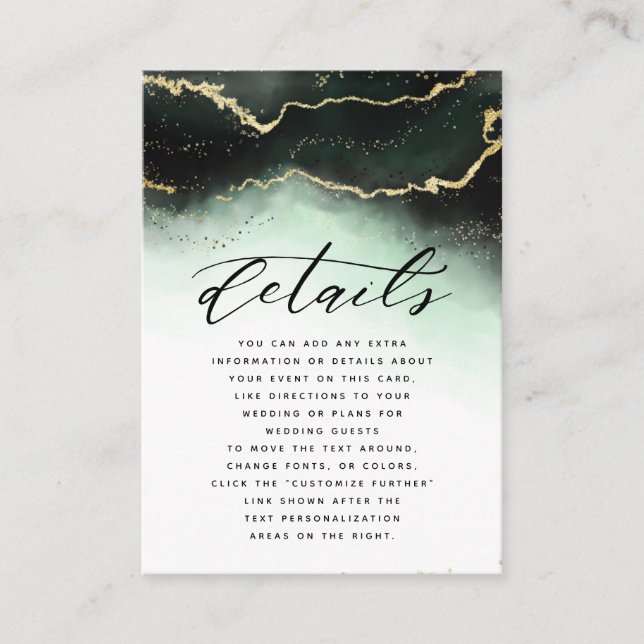 Ethereal Mist Ombre Smarald Green Wedding Details Begleitkarte (Vorderseite)
