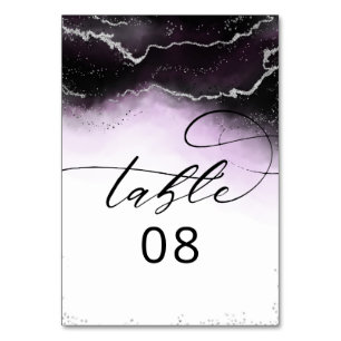 Ethereal Mist Ombre Ultra Violet Gilded Wedding Tischnummer