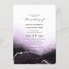 Ethereal Mist Ombre Ultra Violet Silver Wedding Einladung