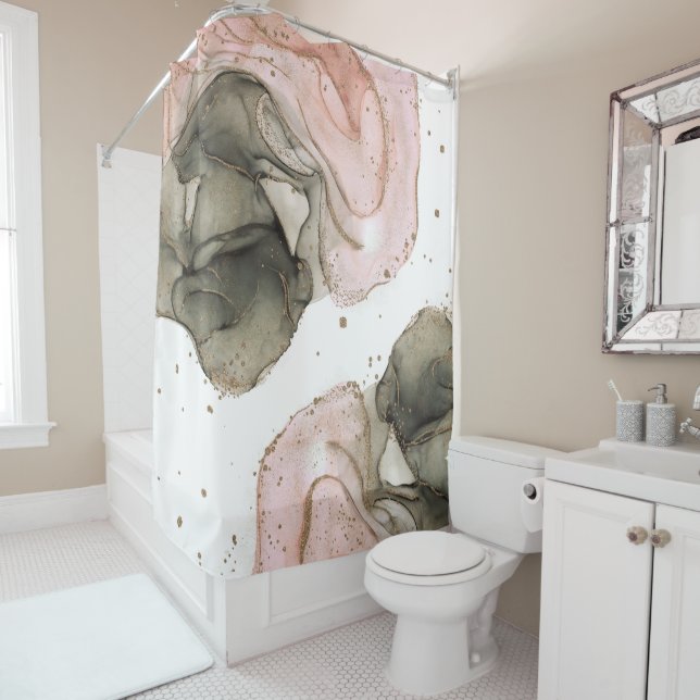 Ethereal Moody Pink Black Gold Inky Fantasy Glam Duschvorhang (Beispiel)