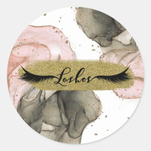 Ethereal Moody Pink Black Gold Inky Fantasy Lashes Runder Aufkleber
