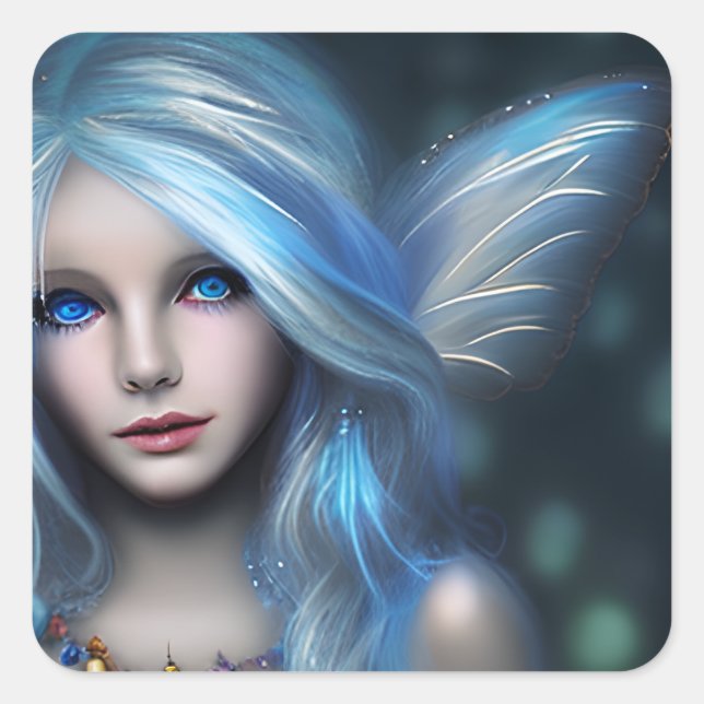 Ethereal Mystical Fairy Girl Quadratischer Aufkleber (Vorderseite)
