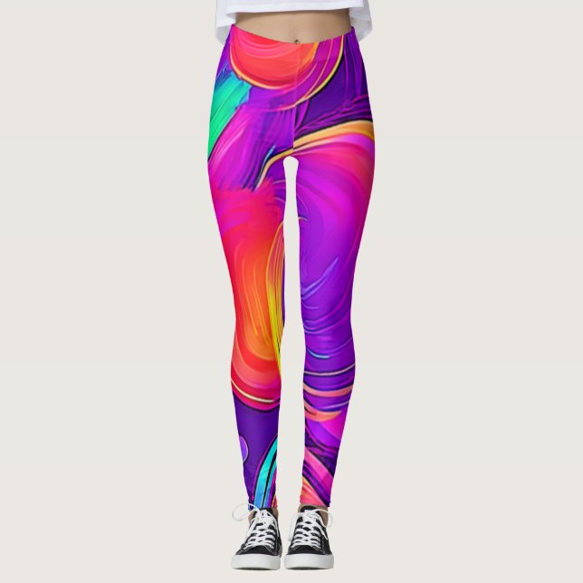 Ethereal Neon: Abstrakte Träume Leggings (Vorderseite)