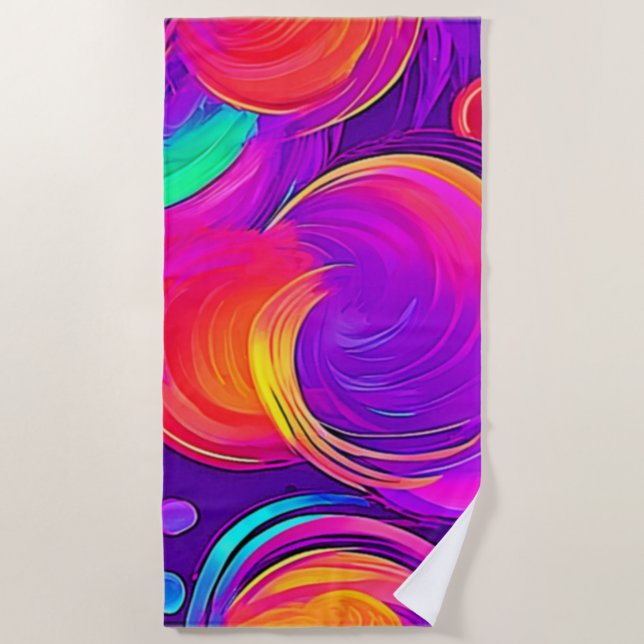 Ethereal Neon: Abstrakte Träume Strandtuch (Vorderseite)